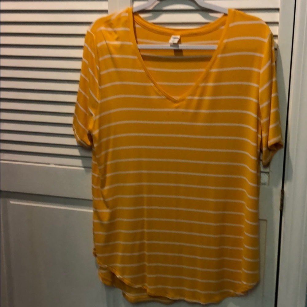 V Neck Striped Yellow Shirt